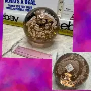 Vintage Glass Ball Unique Stunning Large 4.5" Crystal Sphere / PINK PAPER WEIGHT