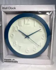 NEW Room Essentials Quartz Blue Aqua 10" Wall Clock
