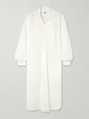 [Sebline] Sebline - Painter's Smock Cotton-poplin Midi Shirt Dress - White - x small x small White