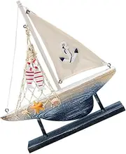 HAPINARY Rustic Sailboat Model Mediterranean Decor Wooden Sailing Ship Ornament Table Centerpiece