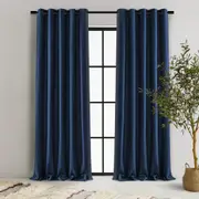 Cadence & Co Byron Matte Velvet 100% Blockout Eyelet Curtains Twin Pack