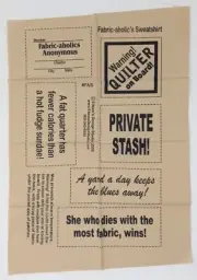 Fabric-aholic Six Funny Sayings Screen Printed Tea Dyed Muslin Quilt Panel NEW