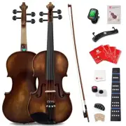 Vangoa Violin 4/4 Full Size Set, Varnish Fiddle Solid Wood for Professional Adul