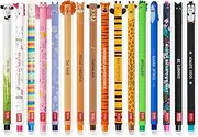 LEGAMI - Set of 16 Erasable Gel Pens with Thermosensitive Erase Ink, Range of ink colours & barrel designs, 0.7mm Tip, Animal Designs