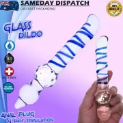 Big Glass Dildo Dong Anal Plug Double Ended Thruster Butt Beads Adult Sex Toy