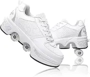 [preyrocbirds] Shoes with Wheels for Girls, Shoes Roller Skates, Skateboard Shoes for Girls Boys, Roller Shoes Hidden Wheels, Multifunctional 4 Wheel Shoes for Men, Women and Children