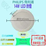 【敬】PHILIPS 飛利浦 14W 崁燈 崁孔 15公分 LED 散光 全電壓 CNS認證 投光 投射 套房 走道 美