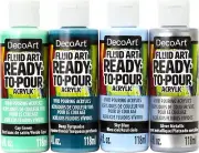 Decoart Fluidart Paint Pouring Value Pack 4/Pkg-Silver Seas