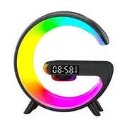 BLACK Smart Night Light Bluetooth Speaker Wireless Charger RGB Alarm Clock LED Lamp