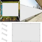 Balcony Privacy Screen 2.8 x 3.8 m(9.2 x 12.5ft) with Free Rope Patio Canopy Windproof for Backyard Deck Patio Balcony Fence Porch, White