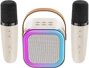 CIADAZ Karaoke Machine with Wireless Microphone Portable for Adults & Kids BT Karaoke Speaker Lights Speaker Expandable 64G TF Card Type-C Headphone Auxin Monitoring for Party Meeting