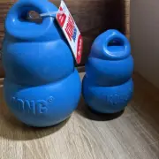 KONG Bounzer Classic Shape M/L Tug Bounce Fetch Dog Toy 1 6x4", 1 8X5" Blue