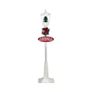 Fraser Hill Farm 71-in. Musical Snowy Christmas Street Lamp in White with Tre...