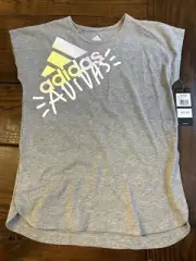 Adidas Tee Shirt Girls XL 16 Gray Cap Sleeve
