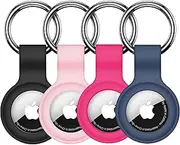【4 Pack】 Linsaner Compatible with AirTag Case Keychain Air Tag Holder Silicone AirTags Key Ring Cases Tags Chain AirTag GPS Item Finders Accessories, Multicolor