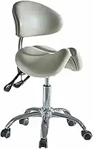 Saddle Stool with Back Support,360° Rolling Chair,Hydraulic Height Office Chair,Adjustable 45-60cm,for Beauty Clinic Home and Office Use,Load 440LBS