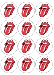 12 Rolling Stones edible paper, cupcake cookie oreo toppers CHOOSE SIZE pre cut