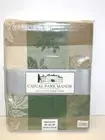 Casual Park Manor Tablecloth ~ Leaf Jacquard Green Tan ~ 60 x 84 Rectangular NEW