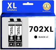 Ondula 702XL Black Ink Cartridge Compatible with Epson 702XL 702 XL Ink Cartridge Value Pack for Workforce Pro WF-3720 WF-3725 WF-3730 Printer (2-Pack, 2 Black)