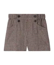 Bonpoint Diplome Houndstooth-Check Elasticated Waistband Shorts 8Y,6Y,4Y,14Y,10Y Chestnut