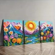 3pcs The sun rises from the mountain Wall Art Canvas Unframed/Framed