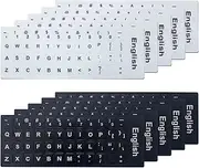tunghey 10Pack Replacement English Keyboard Letter Stickers, Universal English Keyboard Stickers with 5xBlack Background White Lettering and 5xWhite Background Black Lettering for PC Computer 11x13 mm