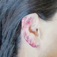 在飛比找蝦皮購物優惠-1 張耳花櫻花紋身貼紙防水持久手臂派對臨時紋身