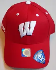 WISCONSIN BADGERS TOP OF THE WORLD BIG10 ONE SIZE MEN'S CAP HAT NWT RED WHITE
