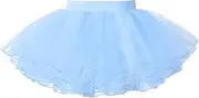 [Sinleey] Kids Girls Elastic Waist Dance Tutu Mesh Skirt Solid Color Four Layer Skirt for Ballet Latin Performance Show
