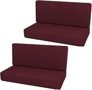 2 Set of RV Dinette Cushion Covers,Replacement Camper Cushions Cover,Elastic Cushion Slipcovers Stretchable RV Sofa Cover for RV Camper Car Bench Trailer Wine Red