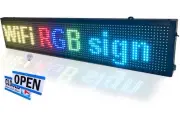 LED display with WiFi+USB, P10 RGB color sign 40" x 8" with high resolution a...