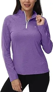 [BGOWATU] Women's UPF 50+ Sun Protection Shirt Golf Polo T-Shirt Quarter Zip Pullover Long Sleeve Rash Guard