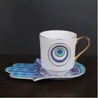 Coffee Tea Cup and Saucer Set Nazar Evil Eye Protect Ceramic Hamsa Hand Gift