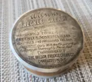 NOS 1912 Wilson's FRECKLE CREAM Milk Glass Jar Unopened