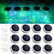 Solar Mason Jar String Light Lids 12 Pack 30 LED Fairy Firefly Inserts Lighti...