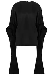 JW Anderson Tab Sleeve Satin top - Black - 10 10