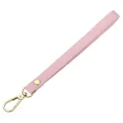 Leather Wristlet Strap for Purse, Clutch, Wallet(Pink Leather, Gold Clasp)