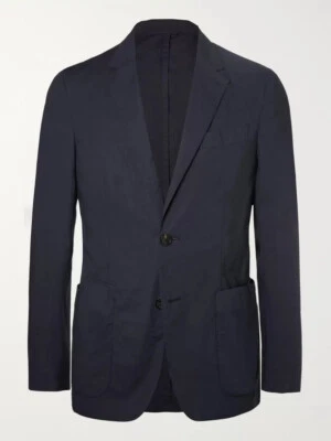 Ermenegildo Zegna Navy Stretch-Cotton Poplin Suit Jacket IT 48