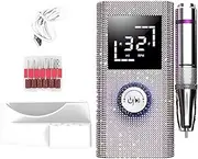 Bouzaak 45000RPM Electric Nail Drill - Diamond Shiny Nail File Kit with Back Clip & Base for Acrylic Gel Nail Manicure Pedicure