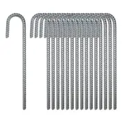 16 Pack Anti Rust Rebar Stakes J Hook Heavy Duty Galvanized Steel Ground Anch...