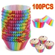 100pcs Rainbow Paper Cake Cupcake Liners Cookie Muffin Cup Case Party DIY Craft