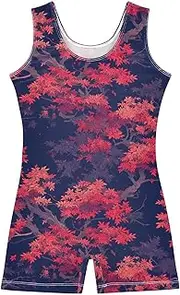 [FRODOTGV] Red and Black Tree Girls' Gymnastics Leotards Toddler Dance Biketards for Training, Yoga, Tumbling