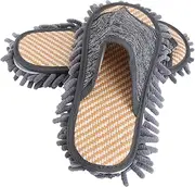 SOLUSTRE Microfiber Mop Slipper Straw Mat-Soled Chenille Slippers Washable Dust Slipper Mop Slipper