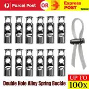 10~100Pcs Double Hole Metal Cord Lock Apparel Clamp Barrel Toggle Spring Stopper