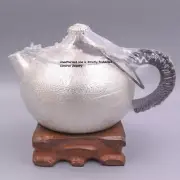 Pure Solid S999 Fine Silver Wine Teapot Healthy Star Hammer Tea Pot 6.2inch