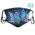 New With PM2.5 Filter Butterfly Printed Cotton Mask Unisex Face Mask Washable