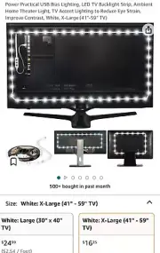 2 Sets NEW Luminoodle XL 41" - 59" 13.1 FT TV & Monitor Bias Lighting USB LEDs