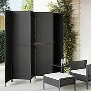 Room Divider 6 Panels Black Poly Rattan,Room Dividers 20.8KG-365352