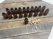 20 Pc Glass Jars Vials Amber Glass Potion Halloween Small 1.5 Inch Cork Stopper