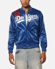 [PRO STANDARD] Pro Standard Los Angeles Dodgers Roses Satin Jacket Dark Blue - Size 2XL 2XL Dark Blue